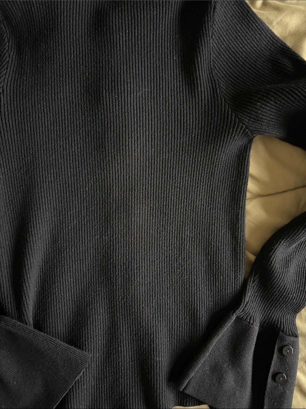 Fashion Union Black Ribbed Button-Front Collared Top - Picture 4 of 4